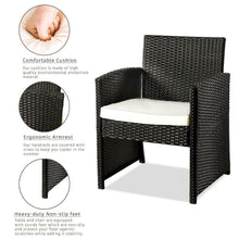 Load image into Gallery viewer, 4PCS Outdoor Patio Rattan Black Wicker Table Sofa Furniture Set +/w Cushions