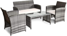 Load image into Gallery viewer, 4PC Rattan Wicker Outdoor Patio Furniture Set, Mix Gray Wicker