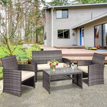 Load image into Gallery viewer, 4PC Rattan Wicker Outdoor Patio Furniture Set, Mix Gray Wicker