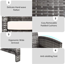 Load image into Gallery viewer, 4PC Rattan Wicker Outdoor Patio Furniture Set, Mix Gray Wicker