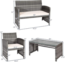 Load image into Gallery viewer, 4PC Rattan Wicker Outdoor Patio Furniture Set, Mix Gray Wicker