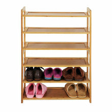 Load image into Gallery viewer, High Quality 6 Tier Wood Bamboo Shelf Entryway Storage Shoe Rack Home Furniture