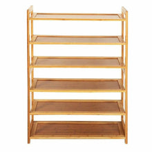 Load image into Gallery viewer, High Quality 6 Tier Wood Bamboo Shelf Entryway Storage Shoe Rack Home Furniture