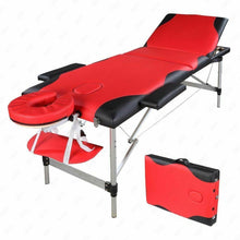 Load image into Gallery viewer, 84" Portable Massage Table, 3 Fold, Health Beauty SPA Facial Bed, Aluminum, Red/Black