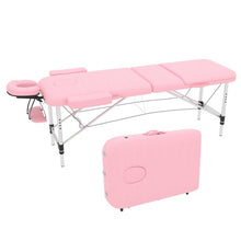 Load image into Gallery viewer, Lightweight 3-Fold Portable Aluminum Massage Bed Spa Facial Salon Bed Massage Table Pink