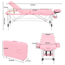 Load image into Gallery viewer, Lightweight 3-Fold Portable Aluminum Massage Bed Spa Facial Salon Bed Massage Table Pink