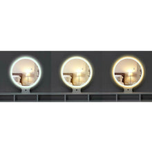 Load image into Gallery viewer, Elegant Vanity Table with Round Mirror LED Lights and 2 Drawers Makeup Dressing Desk