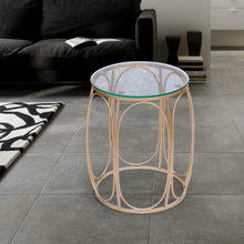 Load image into Gallery viewer, Classy Set of 2 Gold Side End Tables, Metal with Glass Top, Home Decor