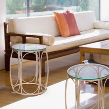 Load image into Gallery viewer, Classy Set of 2 Gold Side End Tables, Metal with Glass Top, Home Decor