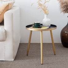 Load image into Gallery viewer, Cute Gold Coffee End Table and Black Tray with 3 Legged Gold Accent, Side Accent Table