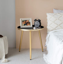 Load image into Gallery viewer, Cute Gold Coffee End Table and Black Tray with 3 Legged Gold Accent, Side Accent Table