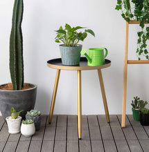 Load image into Gallery viewer, Cute Gold Coffee End Table and Black Tray with 3 Legged Gold Accent, Side Accent Table