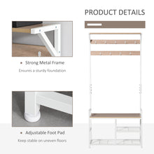 Load image into Gallery viewer, Sturdy Natural/White Hallway Tree Bench Organizer with 9 Coat Hooks Large Sitting Bench 3 Shelves