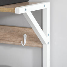 Load image into Gallery viewer, Sturdy Natural/White Hallway Tree Bench Organizer with 9 Coat Hooks Large Sitting Bench 3 Shelves