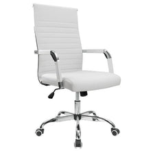 Load image into Gallery viewer, Classy High-Back PU Leather Ribbed Office Chair Adjustable Swivel Desk Task Chair White