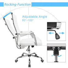 Load image into Gallery viewer, Classy High-Back PU Leather Ribbed Office Chair Adjustable Swivel Desk Task Chair White