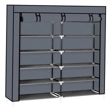 Load image into Gallery viewer, High Quality 7 Tier Double Row Shoe Rack Portable Storage Cabinet Organizer Gray