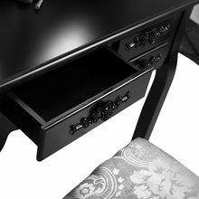 Load image into Gallery viewer, Makeup Vanity Table Set, 7 Drawers, 3 Mirrors, Dressing Desk Vanity Set with Stool, Black