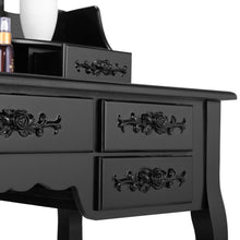 Load image into Gallery viewer, Makeup Vanity Table Set, 7 Drawers, 3 Mirrors, Dressing Desk Vanity Set with Stool, Black