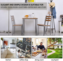 Load image into Gallery viewer, Charming 5pc Modern Wooden Counter Dining Kitchen Table Set 1 Table 4 Chairs Metal Legs Brown