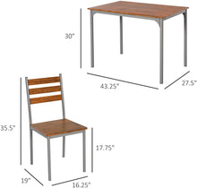Load image into Gallery viewer, Charming 5pc Modern Wooden Counter Dining Kitchen Table Set 1 Table 4 Chairs Metal Legs Brown