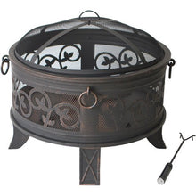 Load image into Gallery viewer, 26" Round Steel Fire Pit Antique Bronze Wood Burning Heater Backyard Patio Fireplace