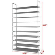 Load image into Gallery viewer, 10 Tier 50 Pairs Shoe Rack Storage Organizer Tower Free Standing Space Saving