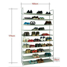 Load image into Gallery viewer, 10 Tier 50 Pairs Shoe Rack Storage Organizer Tower Free Standing Space Saving