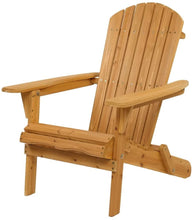 Load image into Gallery viewer, NEW! Folding Adirondack Outdoor Wooden Chair, Teak Wooden Lounger, 350lbs Support, Natural Finish