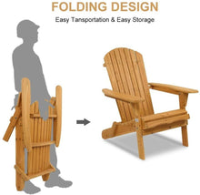 Load image into Gallery viewer, NEW! Folding Adirondack Outdoor Wooden Chair, Teak Wooden Lounger, 350lbs Support, Natural Finish