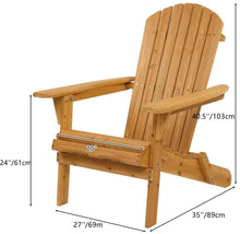 Load image into Gallery viewer, NEW! Folding Adirondack Outdoor Wooden Chair, Teak Wooden Lounger, 350lbs Support, Natural Finish