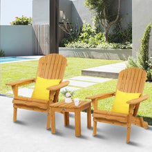 Load image into Gallery viewer, NEW! Folding Adirondack Outdoor Wooden Chair, Teak Wooden Lounger, 350lbs Support, Natural Finish