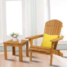 Load image into Gallery viewer, NEW! Folding Adirondack Outdoor Wooden Chair, Teak Wooden Lounger, 350lbs Support, Natural Finish