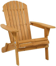 Load image into Gallery viewer, NEW! Folding Adirondack Outdoor Wooden Chair, Teak Wooden Lounger, 350lbs Support, Natural Finish