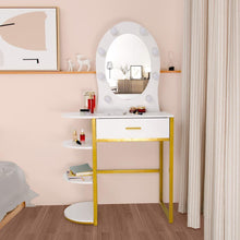 Load image into Gallery viewer, Lighted Makeup Dressing Vanity Table Set with Large LED Light Hollywood Mirror