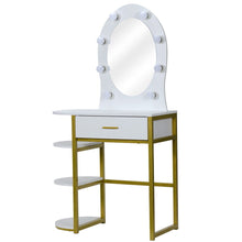 Load image into Gallery viewer, Lighted Makeup Dressing Vanity Table Set with Large LED Light Hollywood Mirror