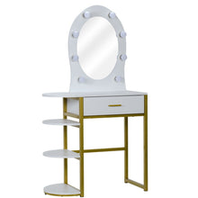 Load image into Gallery viewer, Lighted Makeup Dressing Vanity Table Set with Large LED Light Hollywood Mirror