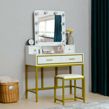 Load image into Gallery viewer, Vanity Set with 10 LED Lighted Mirror Makeup Dressing Table Dresser Desk 2 Drawers