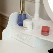 Load image into Gallery viewer, Charming Vanity Table Lights Mirror 4 Drawers Makeup Dressing Desk with Stool Set White
