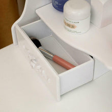 Load image into Gallery viewer, Charming Vanity Table Lights Mirror 4 Drawers Makeup Dressing Desk with Stool Set White