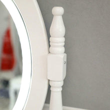 Load image into Gallery viewer, Charming Vanity Table Lights Mirror 4 Drawers Makeup Dressing Desk with Stool Set White
