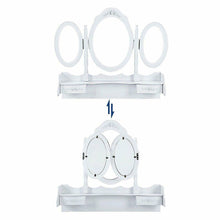 Load image into Gallery viewer, White Tri-Folding Mirror Vanity Set 7 Drawers Dressing Table Makeup Desk Stool