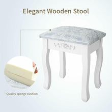 Load image into Gallery viewer, White Tri-Folding Mirror Vanity Set 7 Drawers Dressing Table Makeup Desk Stool