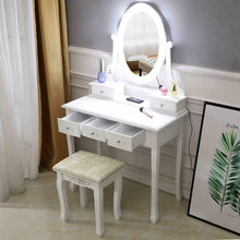 Load image into Gallery viewer, NEW! Makeup Dressing Table Vanity Set With Mirror and 10 LED Lights for Bedroom White
