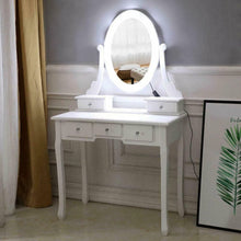 Load image into Gallery viewer, NEW! Makeup Dressing Table Vanity Set With Mirror and 10 LED Lights for Bedroom White