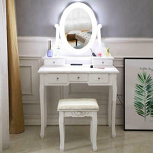 Load image into Gallery viewer, NEW! Makeup Dressing Table Vanity Set With Mirror and 10 LED Lights for Bedroom White
