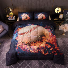 Load image into Gallery viewer, Baseball with Fire Microfiber Comforter Set, Twin Size