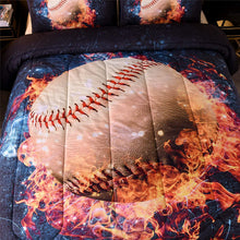 Load image into Gallery viewer, Baseball with Fire Microfiber Comforter Set, Twin Size