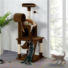 Load image into Gallery viewer, 51" Stable Cat Tree Kitty Tower with Elevated Hammock and Rotating Tunnel