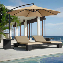 Load image into Gallery viewer, 10' Ft Hanging Umbrella Patio Sun Shade Offset Outdoor UV Resistant w/ Base Tan